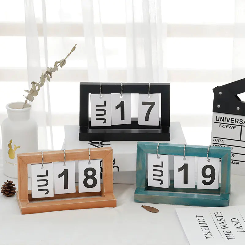 Wooden Flip Calendar - Perpetual Desk Calendar