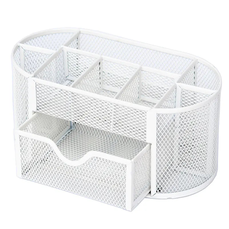 Iron Desk Organizer with Eight Compartments and Drawers